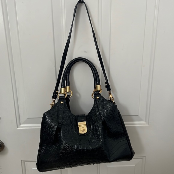 Brahmin Bags Brahmin Eliza Black Melbourne Crocodile Embossed